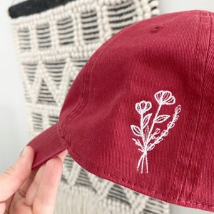 Dad Hat with side Floral Design You choose hat color image 6