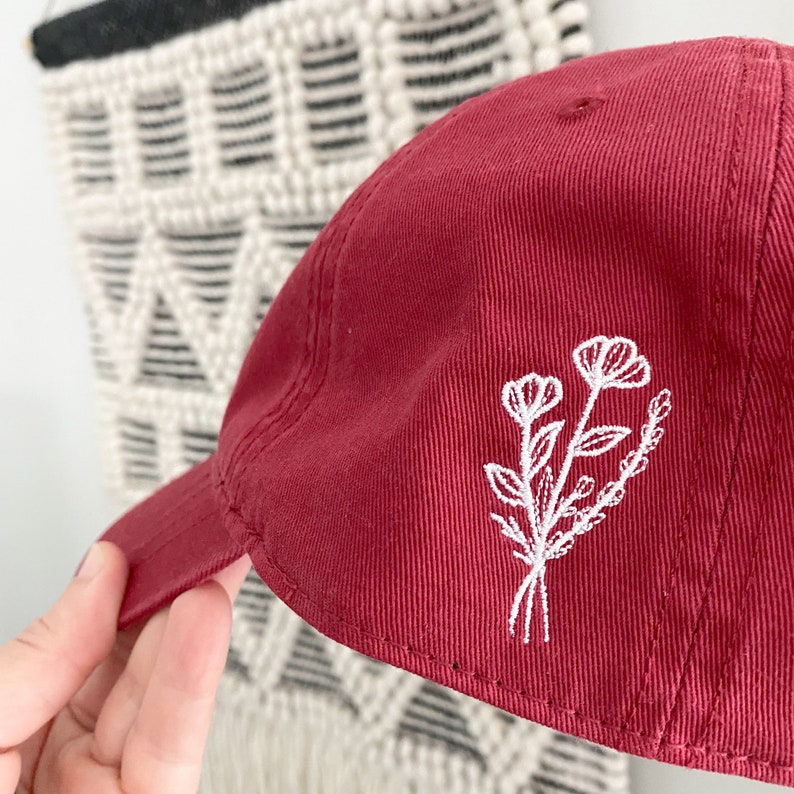 Dad Hat with side Floral Design You choose hat color image 6