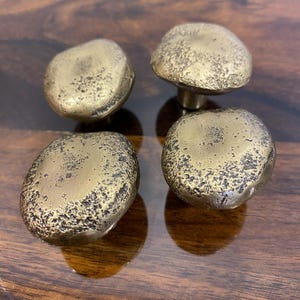 Brass Cabinet Knobs – Handmade Mushroom Drawer Pulls – Rustic Solid Brass Knobs – Vintage Cabinet Hardware – Unlacquered Brass Knobs