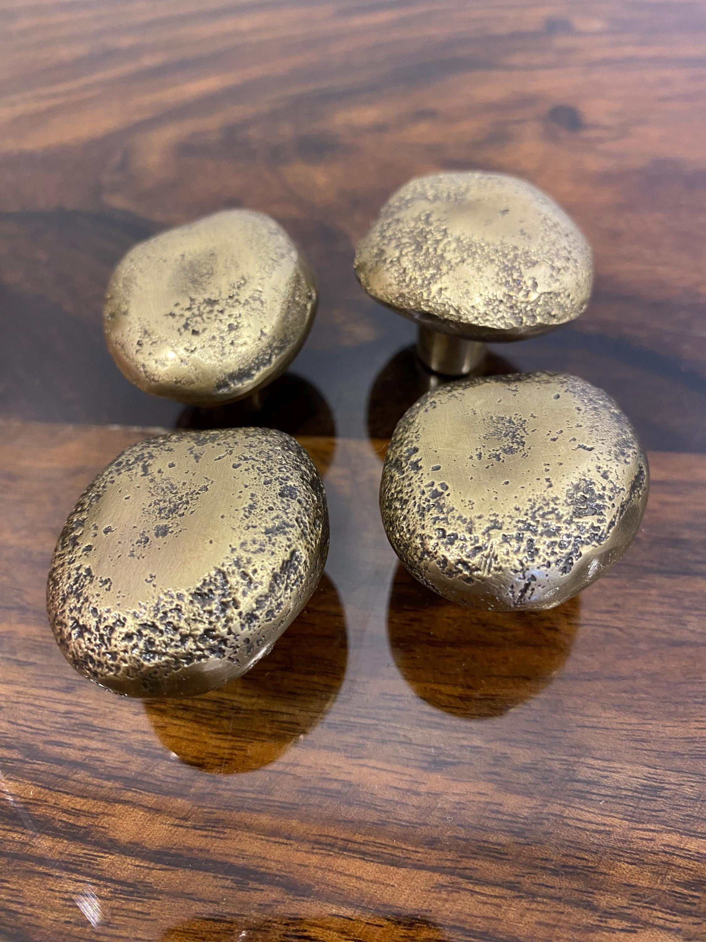 Brass Cabinet Knobs – Handmade Mushroom Drawer Pulls – Rustic Solid Brass Knobs – Vintage Cabinet Hardware – Unlacquered Brass Knobs