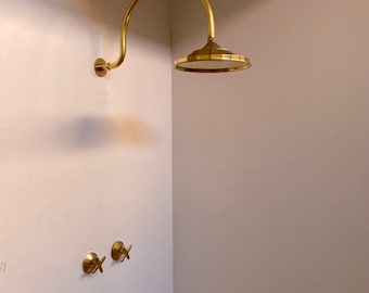 Brass System Shower, Rain Shower Head – Wall Mounted Luxury Shower Fixture, Handcrafted Solid Brass Finish