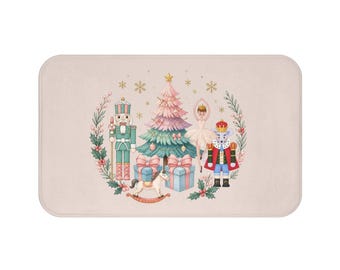 Whimsical Nutcracker Ballet Pink Bath Mat |  Christmas Gift | Ballerina | 2 Sizes