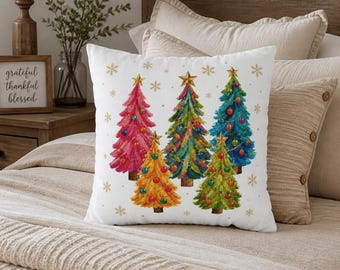 Whimsical Nativity Pillow Cover | Christmas Holy Family Manger|   14-28 Inch Sizes