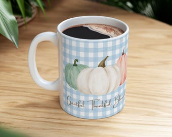 Autumn Pumpkin Watercolor Mug | Buffalo Check Design