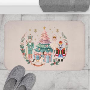 Whimsical Nutcracker Ballet Pink Bath Mat | Christmas Gift | Ballerina | 2 Sizes image 3