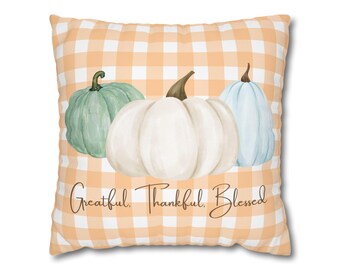 Pumpkin Thanksgiving Pillowcase | Gingham Autumn Decor | Fall Decor