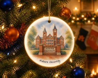 Auburn University Watercolor Ceramic Ornament | Personalization Optional