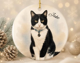 Personalized Pet Watercolor Christmas Ornament | Ceramic Keepsake Gift