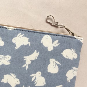 Bunny Zipper Pouch - Coin Purse / Pencil Case - Blue