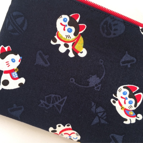 Hariko-inu Zipper Pouch / Coin Purse or Pencil Case - Indigo