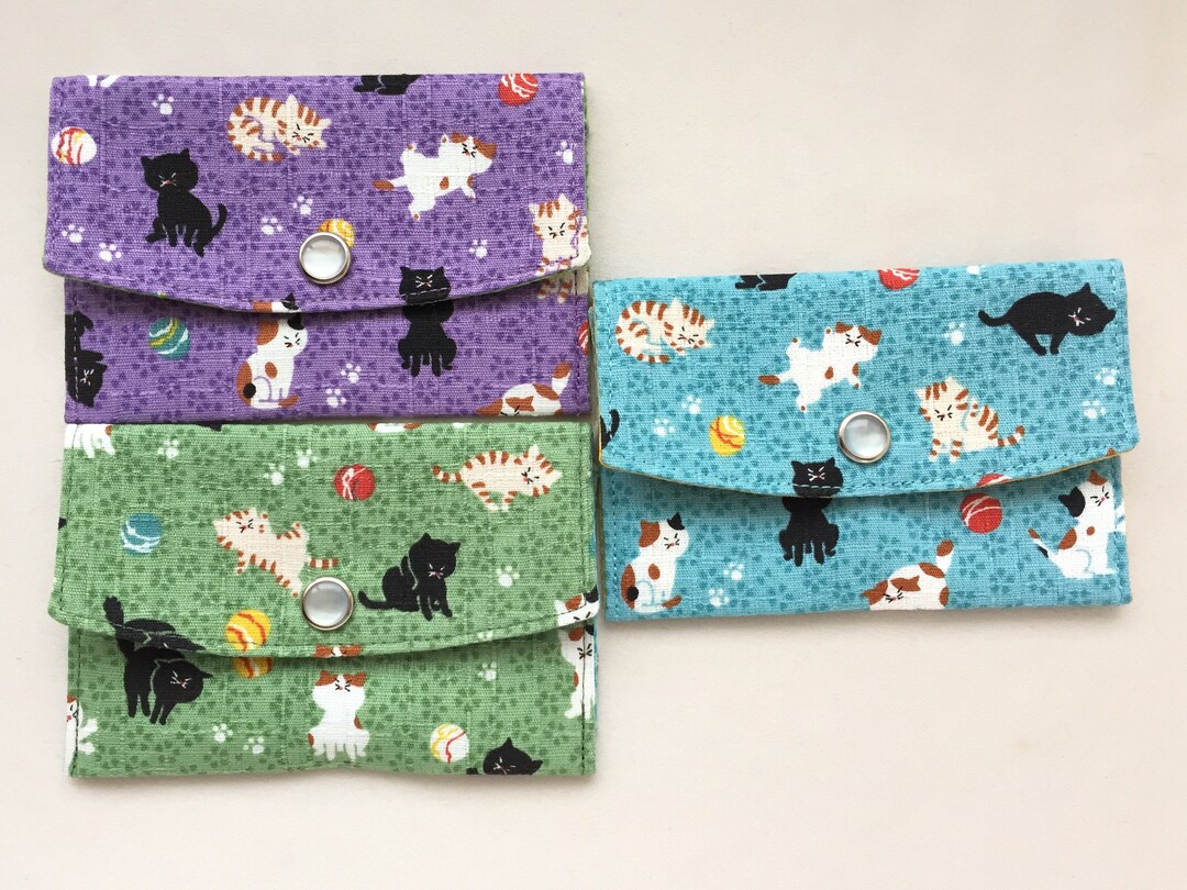 Business Card Case/ Gift Card Holder/ Mini Coin Purse Kawaii Neko sky