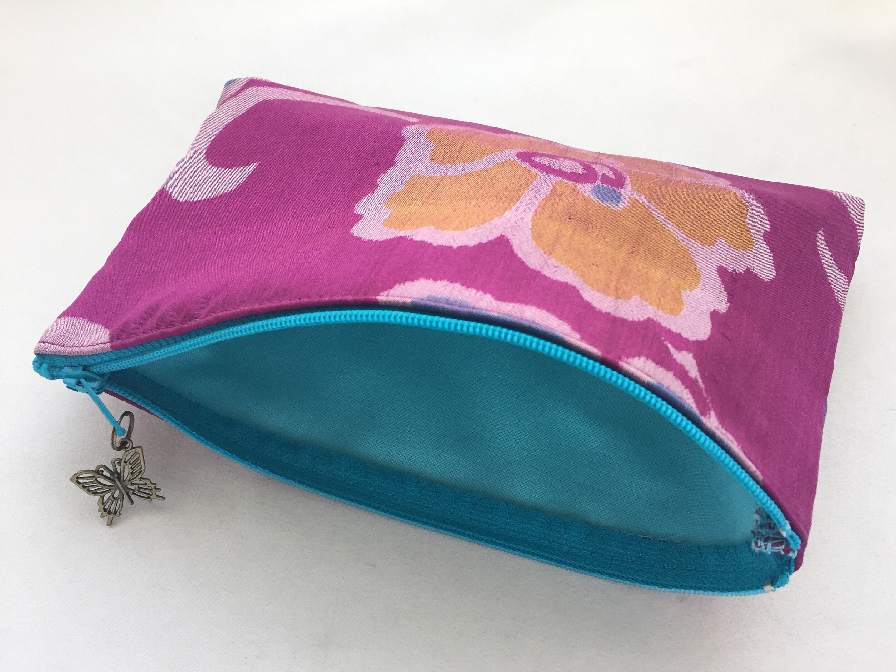 Upcycled Vintage Kimono Zipper Pouch 5”x8” - Camellia - Etsy