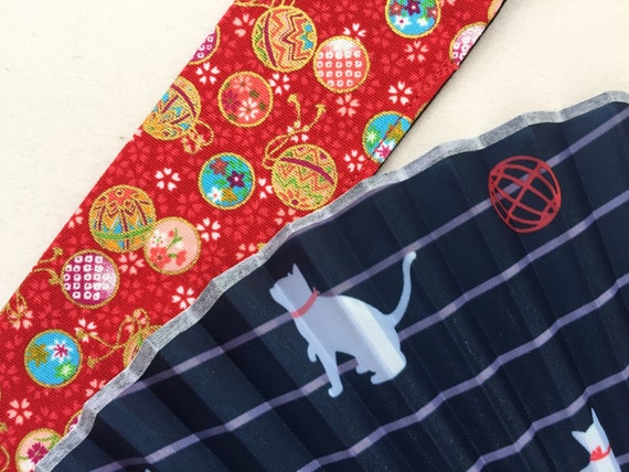 Folding Fan and Case Set - Cats and Temari Balls