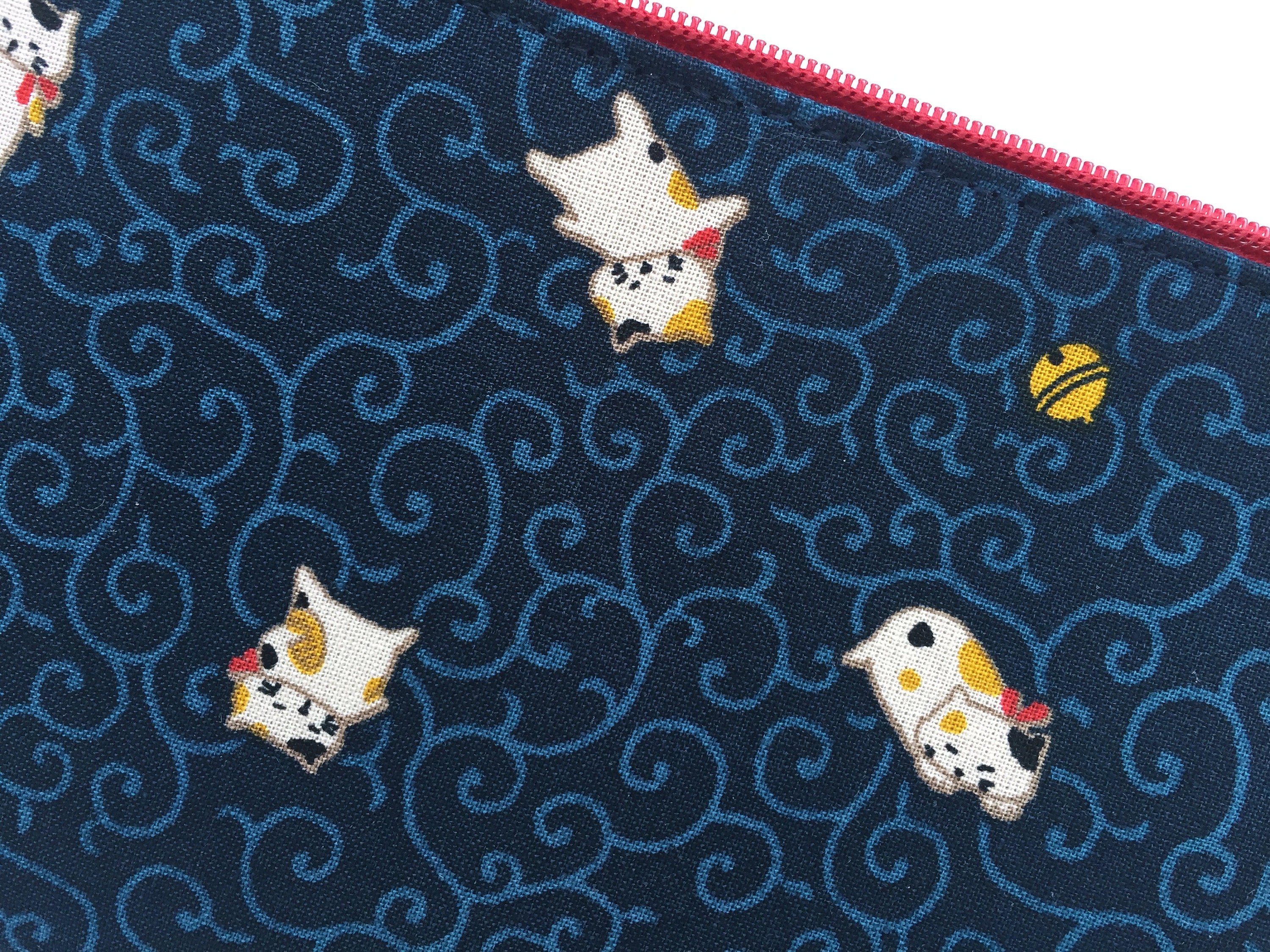 Karakusa & Neko Zipper Pouch / Coin Purse or Pencil Case