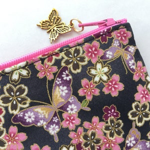 Sakura & Butterfly Coin Purse / Zipper Pouch