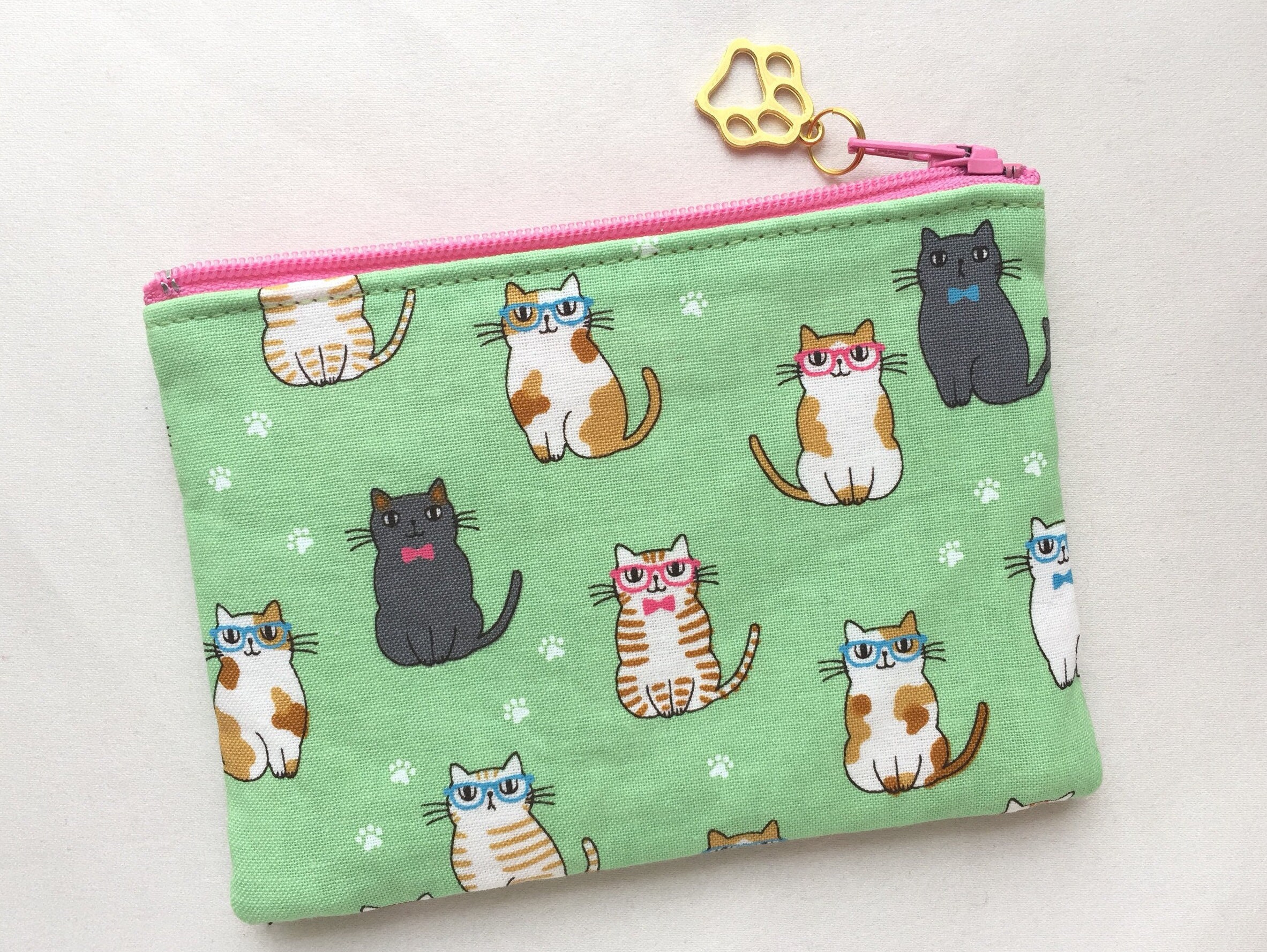 Cat Coin Purse / Zipper Pouch 3.5x5 Cats With Eyeglasses Etsy UK