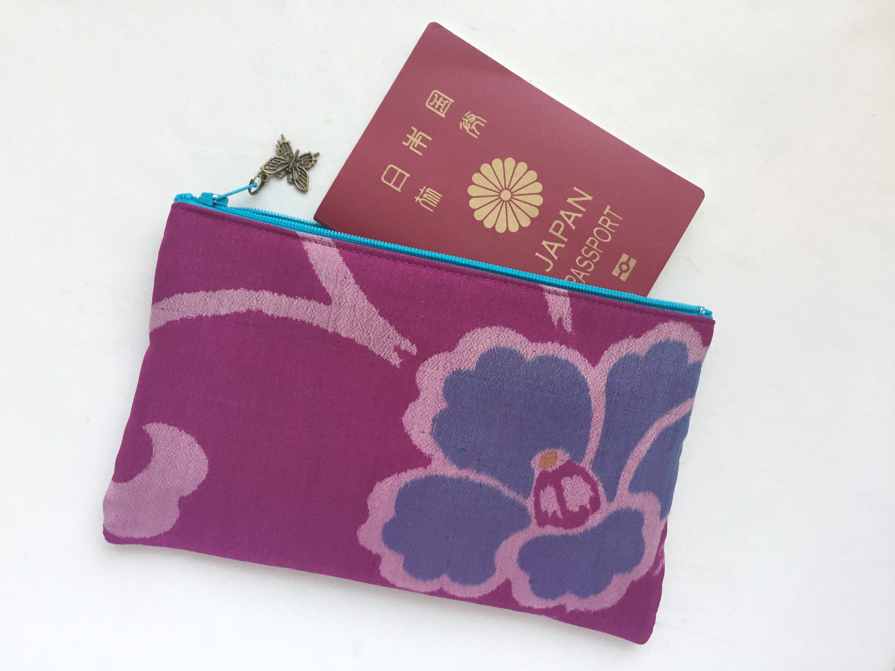 Upcycled Vintage Kimono Zipper Pouch 5”x8” - Camellia - Etsy