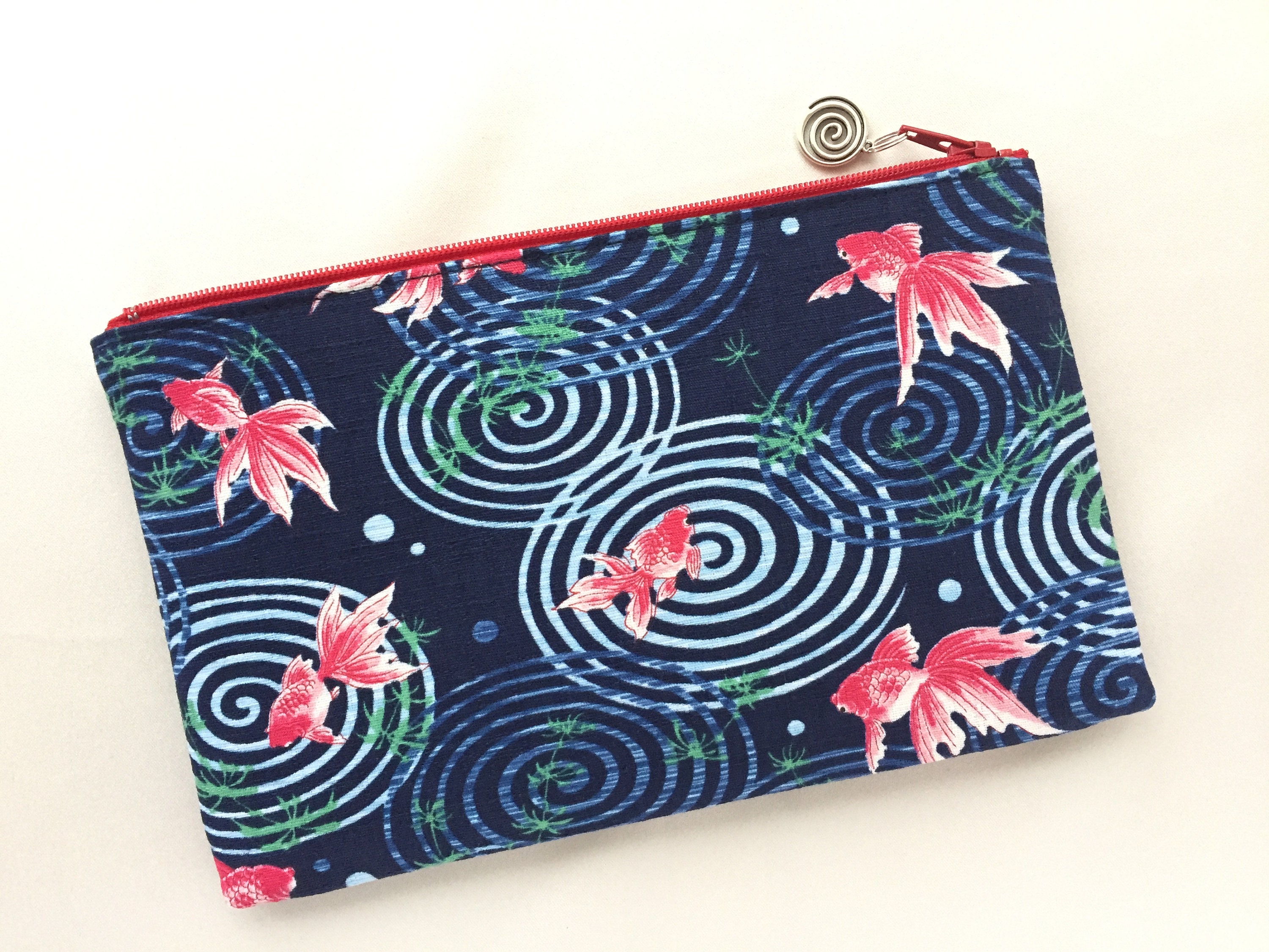 Goldfish Zipper Pouch / Cosmetic Purse 5”x8” - Japanese