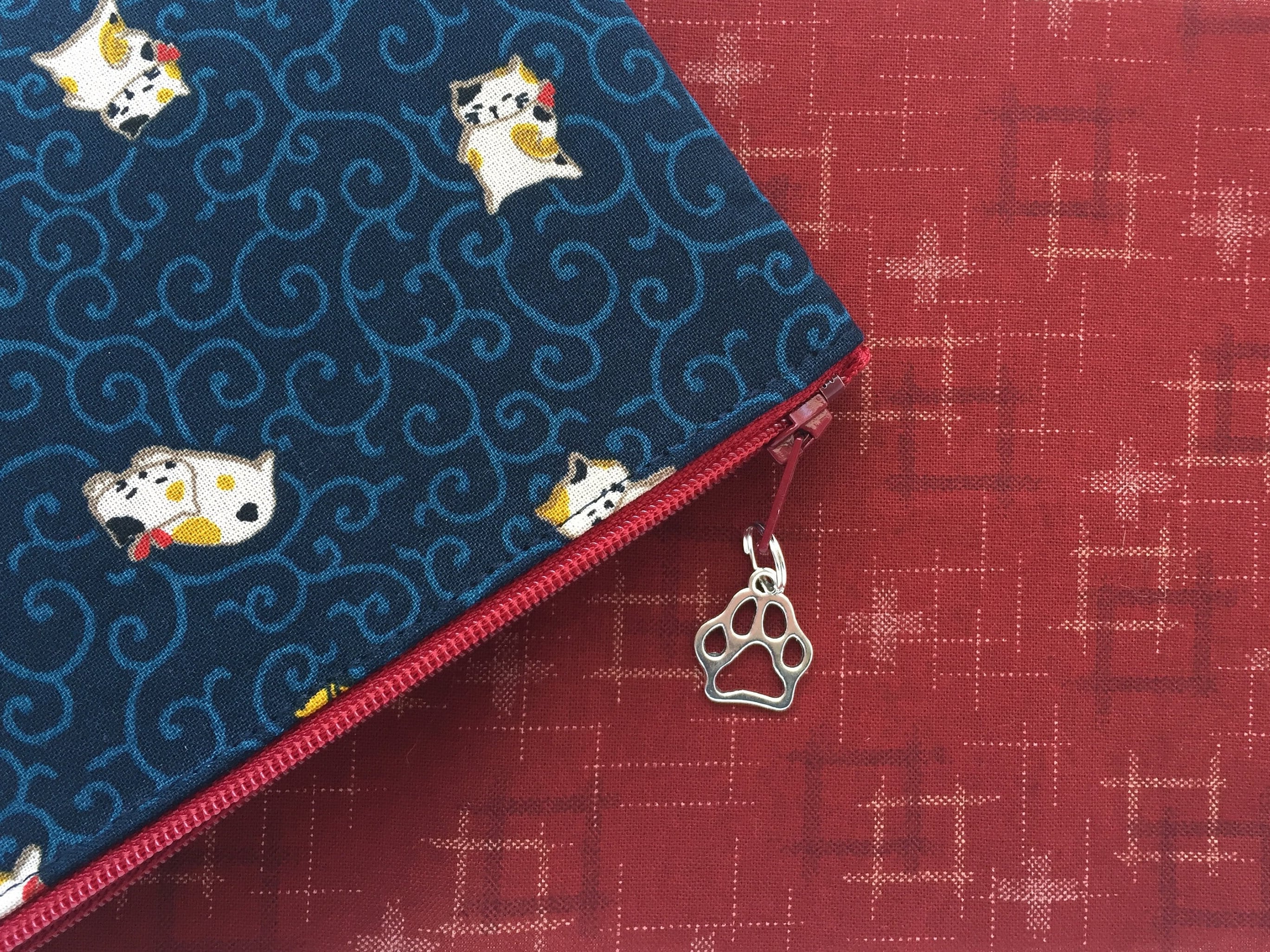 Karakusa & Neko Zipper Pouch / Coin Purse or Pencil Case