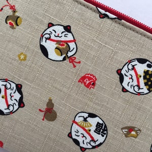 Maneki Neko Zipper Pouch /Coin Purse or Pencil Case Japanese Lucky Cat image 8