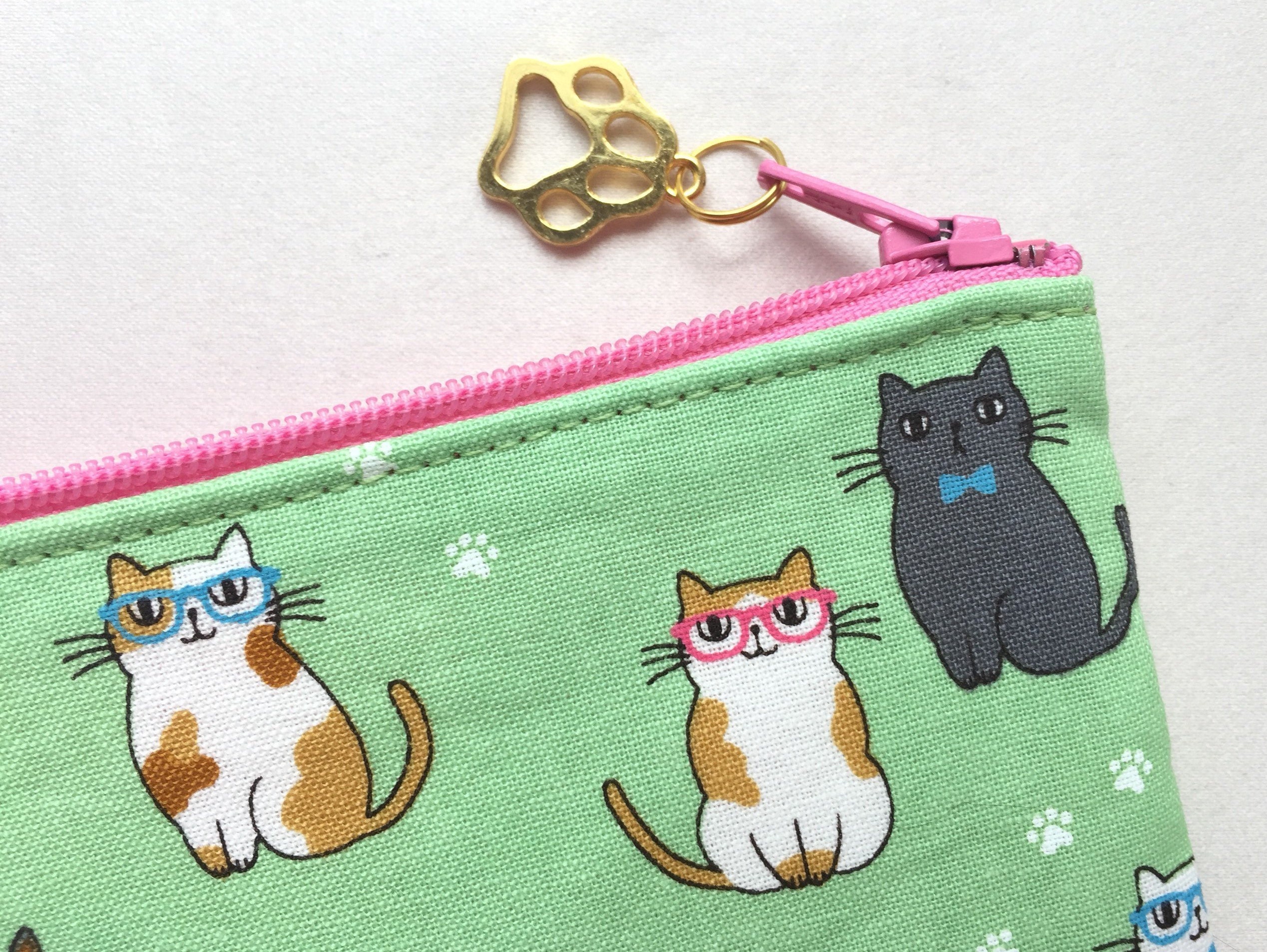 Cat Coin Purse / Zipper Pouch 3.5x5 Cats With Eyeglasses Etsy UK