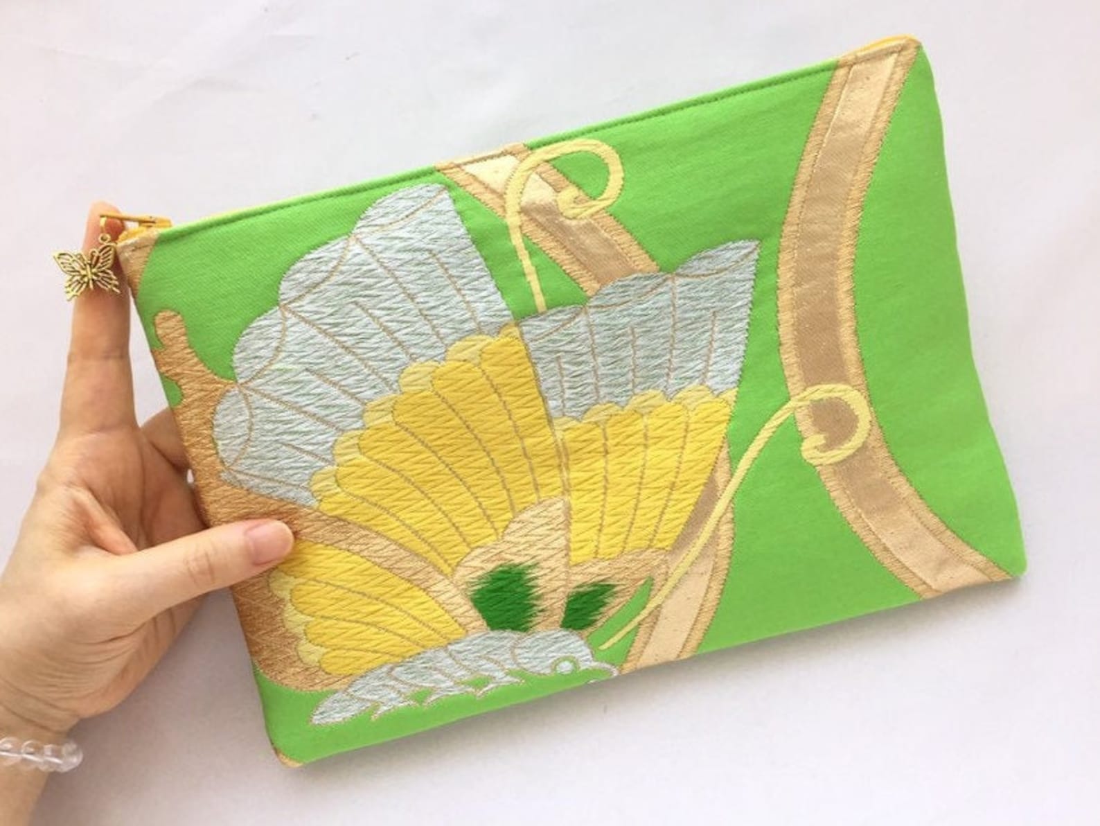 Upcycled Vintage Obi Clutch Bag / Zipper Pouch Butterfly Etsy