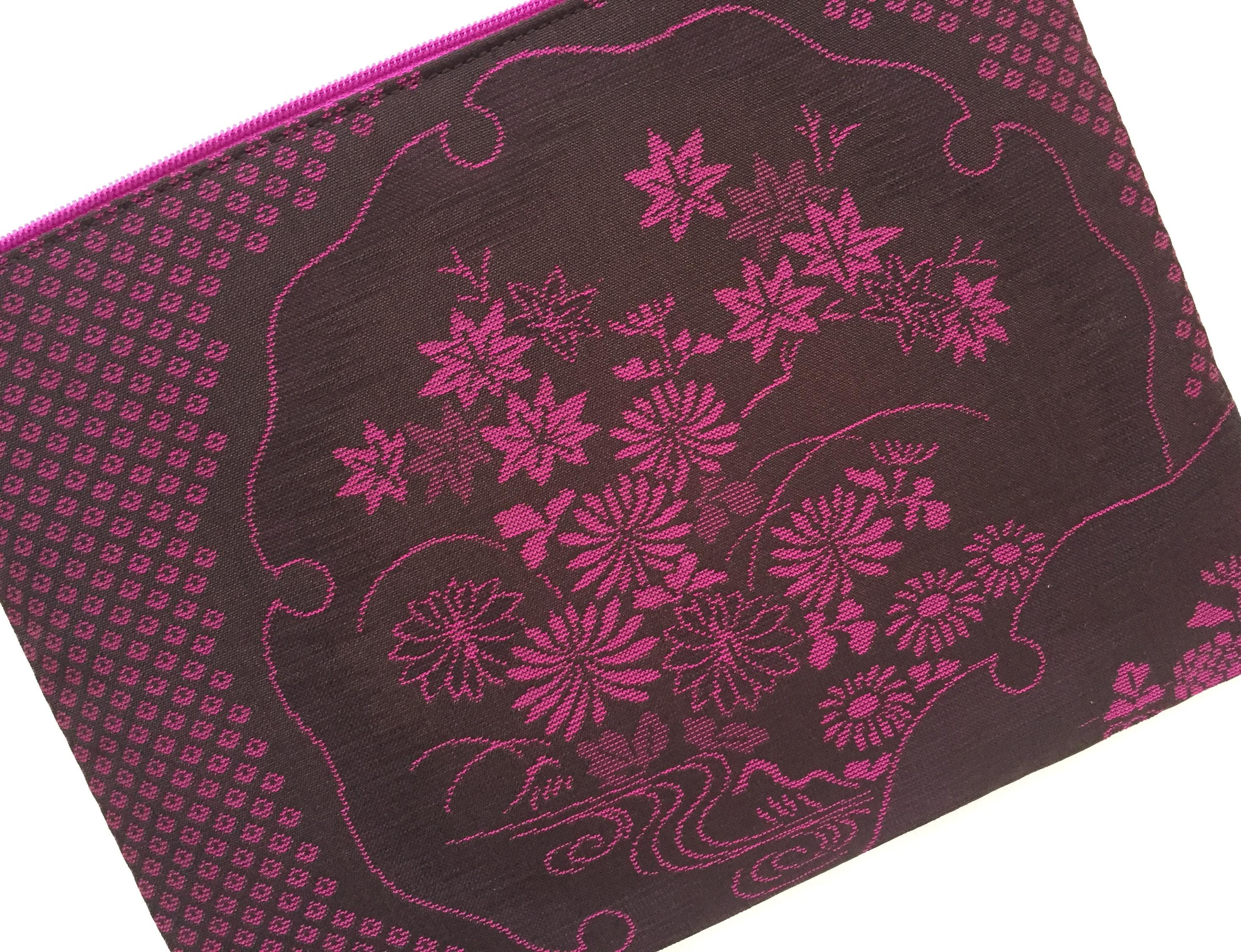 Kimono Zipper Pouch 6”x9” - Made From a Vintage Omeshi