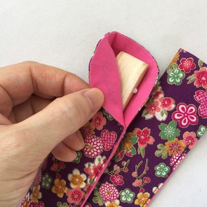 Folding Fan and Case Set - Hydrangea - Purple or Red image 9