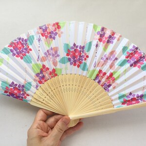 Folding Fan and Case Set - Hydrangea - Purple or Red image 6
