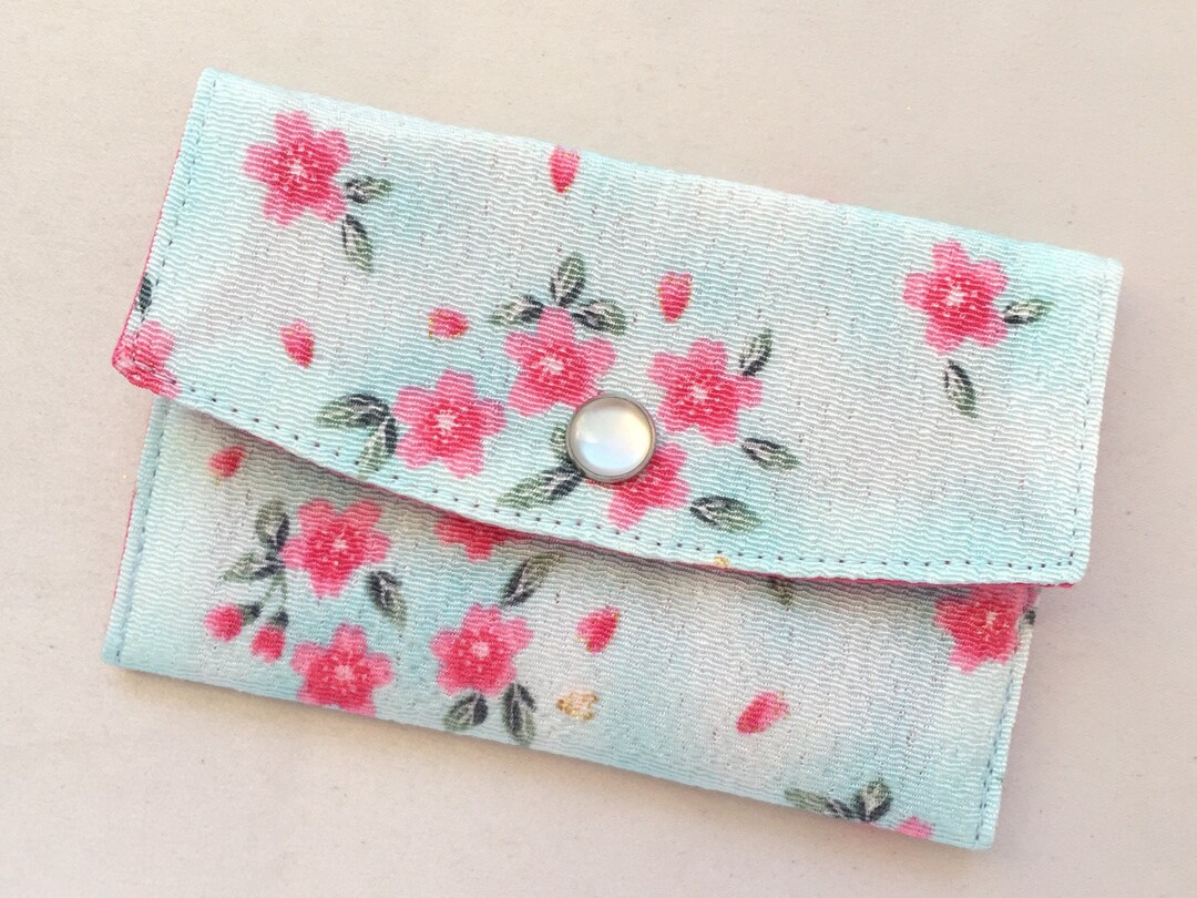 Chirimen Business Card Case/ Gift Card Holder/ Mini Coin Purse Sakura