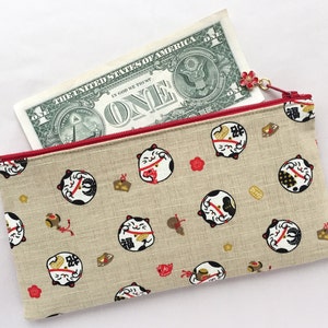 Maneki Neko Zipper Pouch /Coin Purse or Pencil Case Japanese Lucky Cat image 7