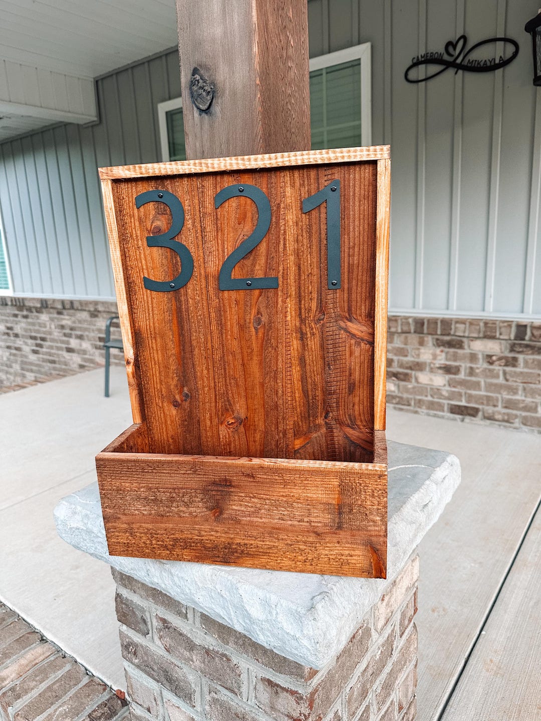 Cedar House Number Planter: Custom Address Sign With Planter Box