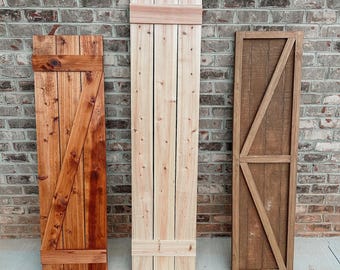 Custom Cedar Exterior Shutters - Rustic Farmhouse Style (Pair)