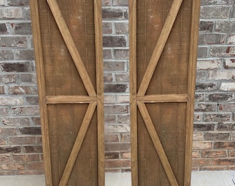 Custom Pine V-Style Shutters: Rustic Farmhouse Decor (Pair)