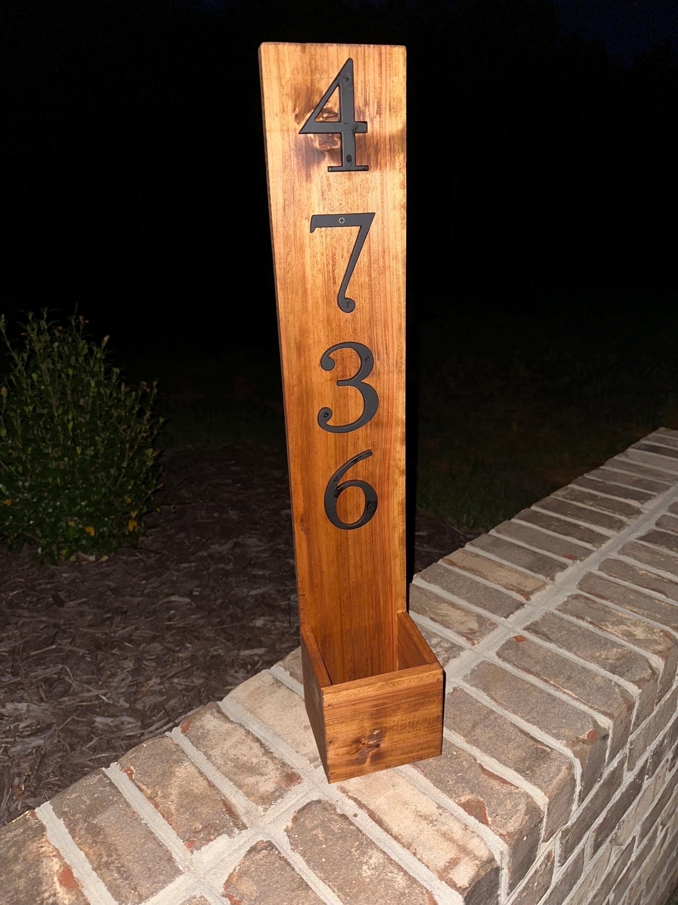 Cedar House Number Planter: Custom Address Sign With Planter Box