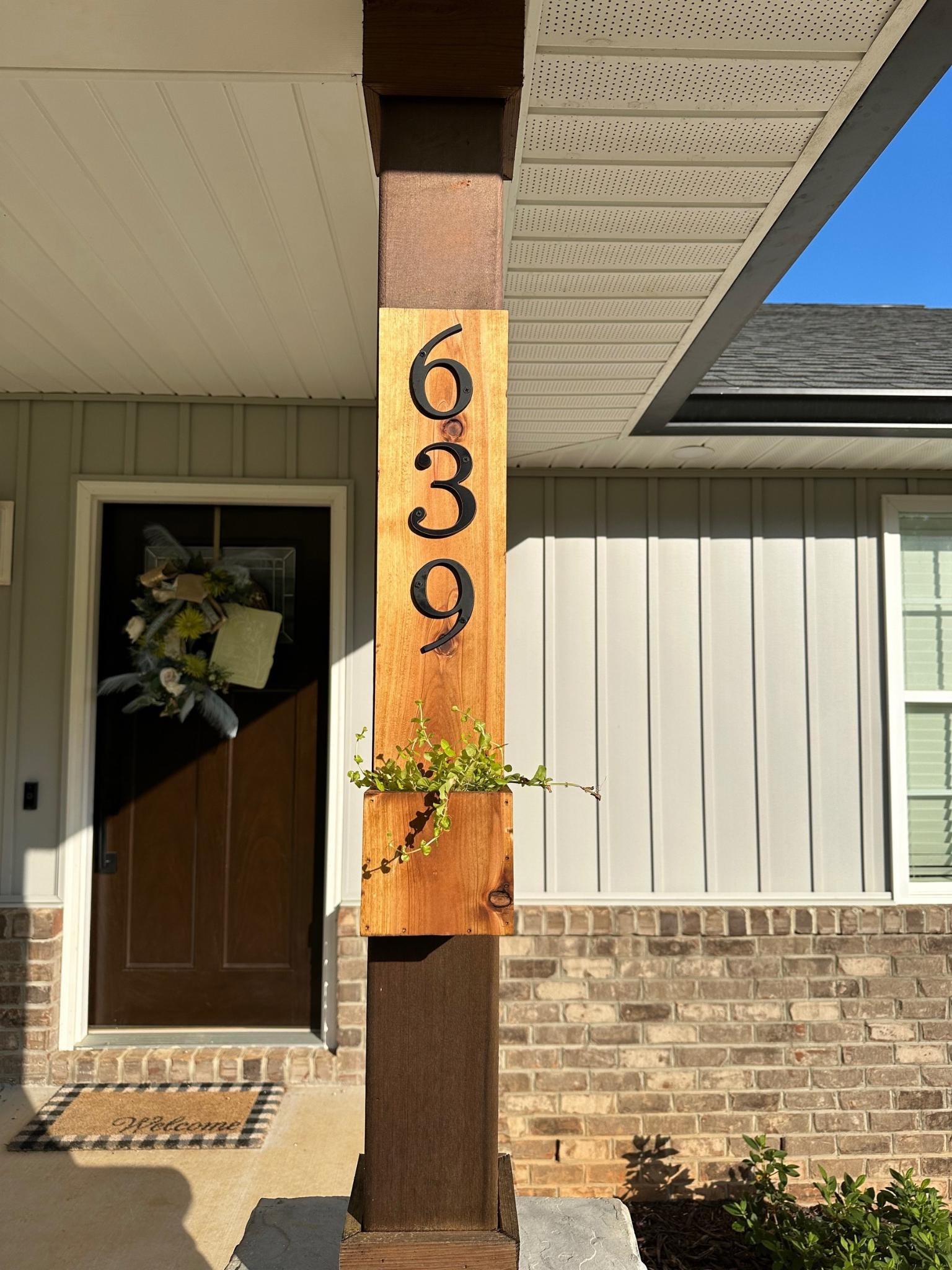 Cedar House Number Planter: Custom Address Sign With Planter Box
