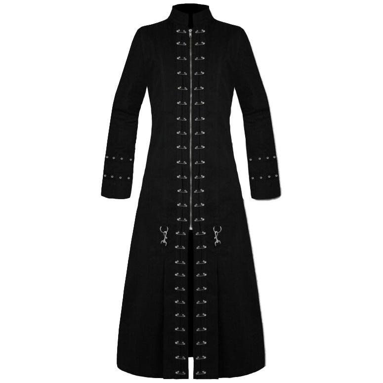 Men's Black Goth Punk Long Trench Coat: Gothic Cosplay
