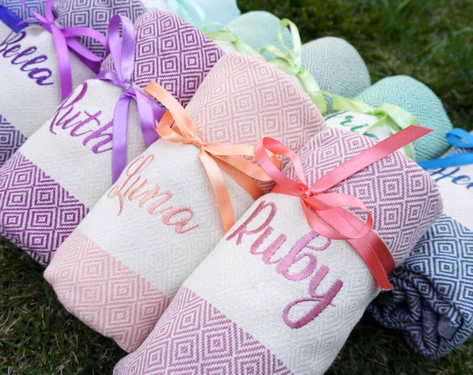 Personalized Beach Towel | Custom Girls Trip Towel, Bachelorette & Bridal Party Gifts, 70x40 Inch Turkish Towel