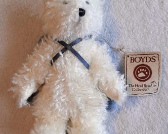 Sweet Collectible Minature Boyds Bear Angel Lil Haley Poseable Teddy Bear w Tags Halo and Blue Wings