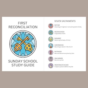 Studiegids Eerste Verzoening | Zondagsschoolles | Activiteitenwerkbladen | Flashcards voor katholieke gebeden