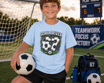 Camiseta de fútbol juvenil / Camiseta gráfica Goal Driven 67, camiseta deportiva