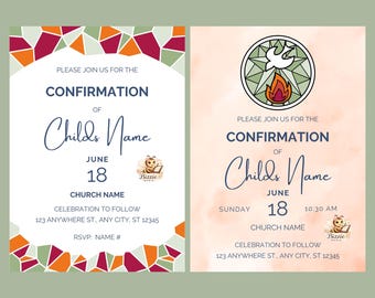 Plantilla de invitación de confirmación / Diseño elegante de vidrieras (Descarga digital)