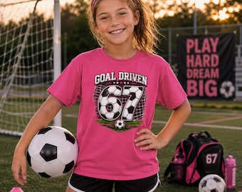 Camiseta de fútbol juvenil Goal Driven 67 / Camiseta gráfica de fútbol para niños