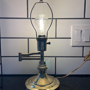 Vintage Brass Swing Arm Table Lamp Adjustable Desk MCM Retro Accent Bedside