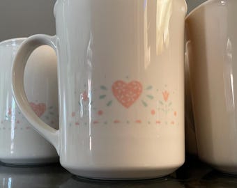 Vtg. Set of 7 Corelle Corning Forever Yours Coffee Mugs Cups. Cottage Core.
