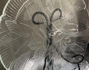 Vtg. Set of  (6) Arcoroc Canterbury CROCUS Floral Clear Glass 10.75" Dinner Plates