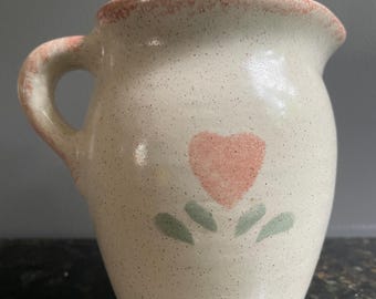Vtg. 80's/90's Country Heart Stoneware Pitcher/Creamer. Cottagecore.