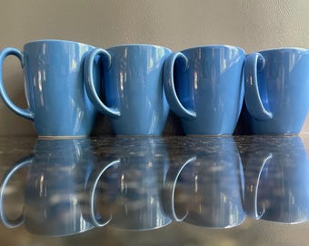 Vtg. Set of 4 Corelle Blue Coffee Mugs/Cups.
