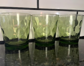 Vtg. Hazel Atlas El Dorado Juice Green Bubble MCM Avocado Glasses.