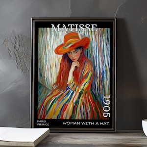 Woman with a Hat 1905 – Henri Matisse print / poster – bold fauvism portrait vibrant colour modern french post impressionism wall art decor